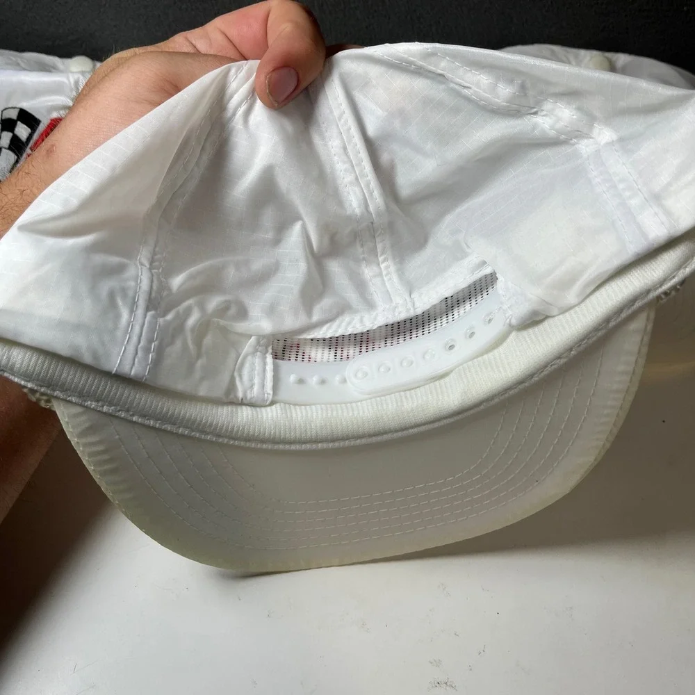 Lot of 3 Vintage Auto Palace Racing Hats White Nylon Snapback Ocean Caps USA